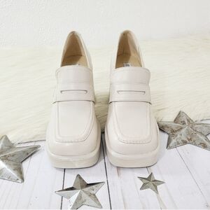 Steve Madden Fulfill platform penny loafer Ivory beige size 8.5